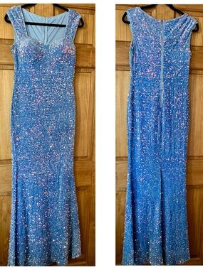 SHEIN Blue Sequin Mermaid Prom Dress